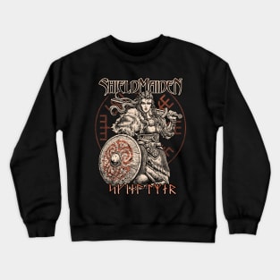 Viking Shieldmaiden Norse Female Warrior Vegvisir Crewneck Sweatshirt